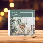 Foto van moderne familie | Joyful Merry Blessed |  Houten Kist Print<br><div class="desc">Foto van moderne familie | Joyful Merry Blessed | Groen</div>