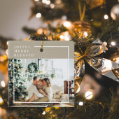 Foto van moderne familie | Joyful Merry Blessed Keramisch Ornament