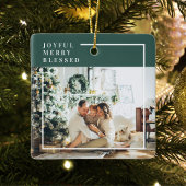 Foto van moderne familie | Joyful Merry Blessed | Keramisch Ornament