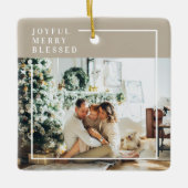 Foto van moderne familie | Joyful Merry Blessed Keramisch Ornament (Voorkant)