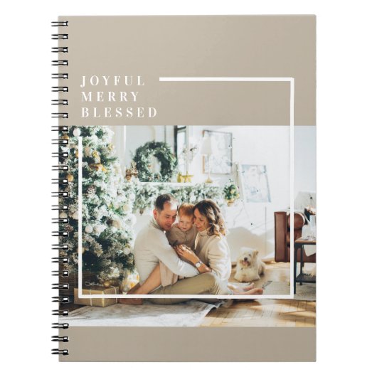 Foto van moderne familie | Joyful Merry Blessed Notitieboek (Voorkant)