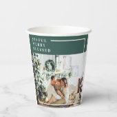 Foto van moderne familie | Joyful Merry Blessed | Papieren Bekers (Achterkant)