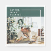 Foto van moderne familie | Joyful Merry Blessed |  Servet (Voorkant)