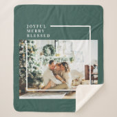 Foto van moderne familie | Joyful Merry Blessed | Sherpa Deken (Voorkant)