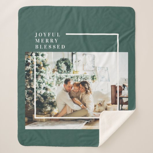 Foto van moderne familie | Joyful Merry Blessed |  Sherpa Deken (Voorkant)