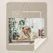 Foto van moderne familie | Joyful Merry Blessed Sherpa Deken (Voorkant)