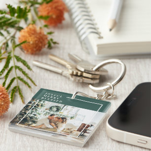 Foto van moderne familie   Joyful Merry Blessed    Sleutelhanger