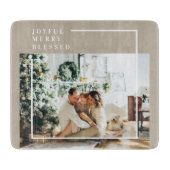 Foto van moderne familie | Joyful Merry Blessed Snijplank (Voorkant)