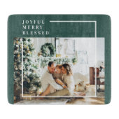 Foto van moderne familie | Joyful Merry Blessed |  Snijplank (Voorkant)