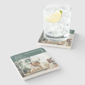 Foto van moderne familie | Joyful Merry Blessed | Stenen Onderzetter (Zijkant)