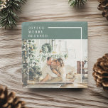 Foto van moderne familie | Joyful Merry Blessed |  Stenen Onderzetter<br><div class="desc">Foto van moderne familie | Joyful Merry Blessed | Groen</div>