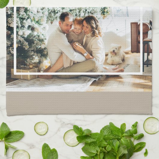 Foto van moderne familie | Joyful Merry Blessed Theedoek (Gevouwen)