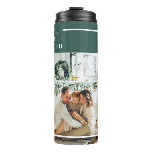 Foto van moderne familie | Joyful Merry Blessed |  Thermosbeker (Voorkant)