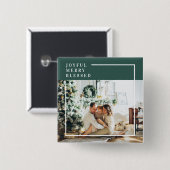Foto van moderne familie | Joyful Merry Blessed | Vierkante Button 5,1 Cm (Voorkant /achterkant)