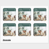 Foto van moderne familie | Joyful Merry Blessed | Vierkante Sticker (Vel)