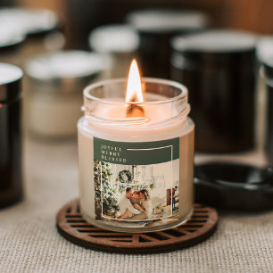 Foto van moderne familie   Joyful Merry Blessed    Vierkante Sticker