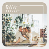 Foto van moderne familie | Joyful Merry Blessed Vierkante Sticker (Voorkant)