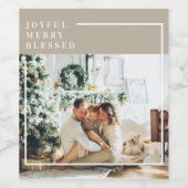 Foto van moderne familie | Joyful Merry Blessed Wijn Etiket (Enkel label)