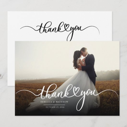 Foto van moderne handgeschakelde Passen getrouwd Bedankkaart (Voorkant / Achterkant)