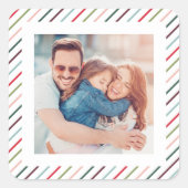 Foto van moderne kleurrijke regenboogstripes vierkante sticker (Voorkant)