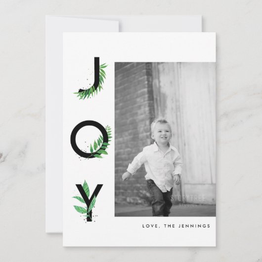 Foto van moderne Leafy Joy-scripts Feestdagenkaart (Voorkant)