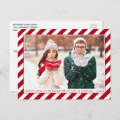 Foto van moderne Prettige feestdagen Red Stripes Briefkaart (Voorkant / Achterkant)