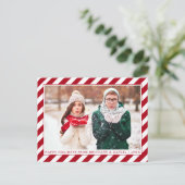 Foto van moderne Prettige feestdagen Red Stripes Briefkaart (Staand voorkant)
