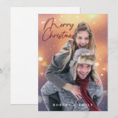 Foto van moderne prettige kerstverlichting feestdagenkaart (Voorkant / Achterkant)