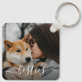 Foto van Moeder en Hond Beste Vrienden Sleutelhanger (Achterkant)