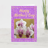 Foto van moederdag Girly Paars Glitter Flowers Kaart (Voorkant)