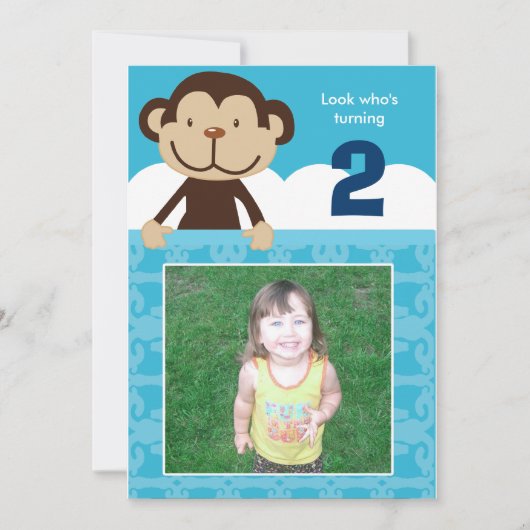 Foto van Monkey Birthday Invitation Double Sided Kaart (Voorkant)