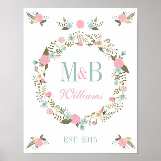 Foto van Monogram bruiloft poster van Floral boho (Voorkant)
