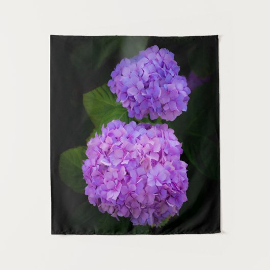 Foto van mooie paarse hortensia op een wandkleed (Voorkant)