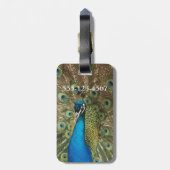 Foto van Mooie Pauw met Uitgespreide Veren Bagagelabel (Achterkant verticaal)