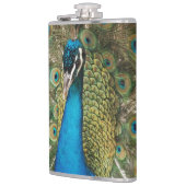 Foto van Mooie Pauw met Uitgespreide Veren Heupfles (Links)