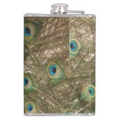 Foto van Mooie Pauw met Uitgespreide Veren Heupfles (Achterkant)