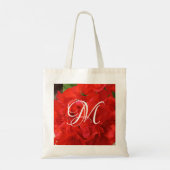 Foto van Mooie Rode Geranium Floral Initiaal Tote Bag (Achterkant)