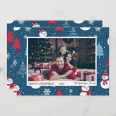 Foto van Mooie Sneeuwmannen en Kerstbomen Feestdagenkaart (Voorkant / Achterkant)