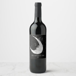 Foto van Moon, zwart en wit Wijn Etiket