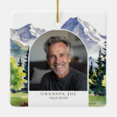 Foto van Mountain Memorial Keepsake Keramisch Ornament (Achterkant)