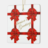 Foto van mousserende rode bow Season Foto Keramisch Ornament (Links)