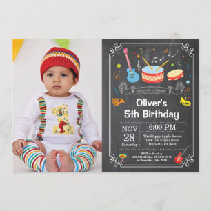 Foto van Music Birthday Party Invitation Chalkboar Kaart