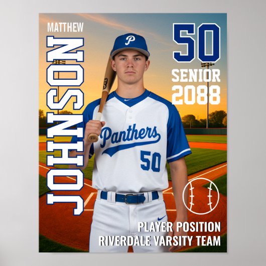 Foto van MVP-speler van het honkbalteam voor senio Poster (Voorkant)