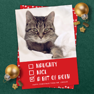Foto van Naughty or Nice of Beide Funny Pet Holida Feestdagenkaart