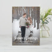 Foto van Navy Blue Gold Glitter Season Feestdagenkaart (Staand voorkant)