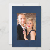Foto van Navy en Silver Foil Floral Wedding Kaart (Achterkant)