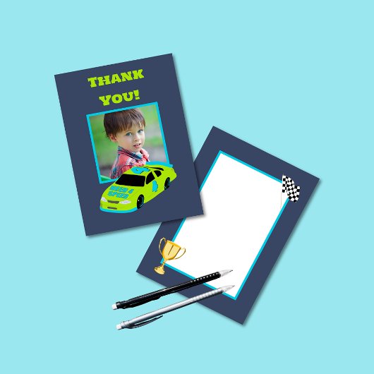 Foto van Need 4 Speed Race Car Boys 4e verjaardag Bedankkaart