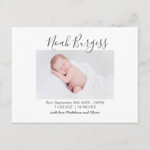 Foto van New Baby Simple Birth Announding Briefkaart