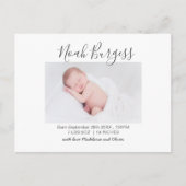 Foto van New Baby Simple Birth Announding Briefkaart (Voorkant)