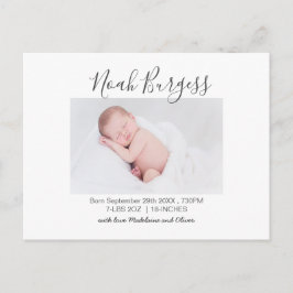 Foto van New Baby Simple Birth Announding Briefkaart